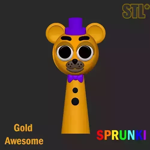 Sprunki Incredibox Gold Awesome STL 3D Character Fanart