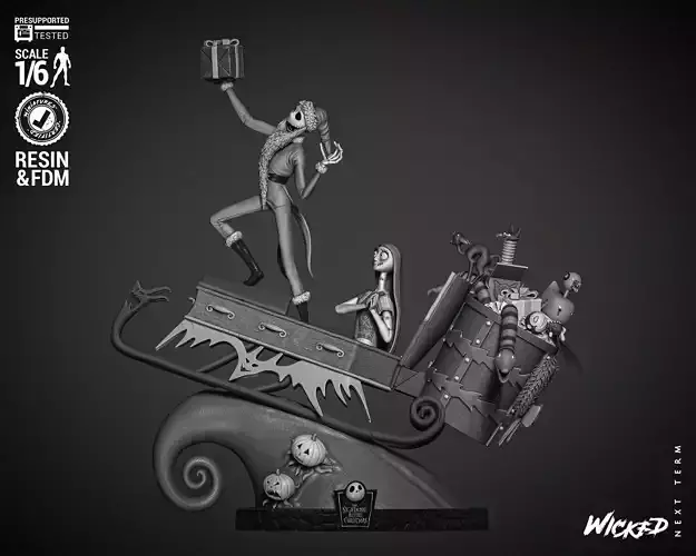Wicked Movies Jack and Sally Sculpture 3D print model