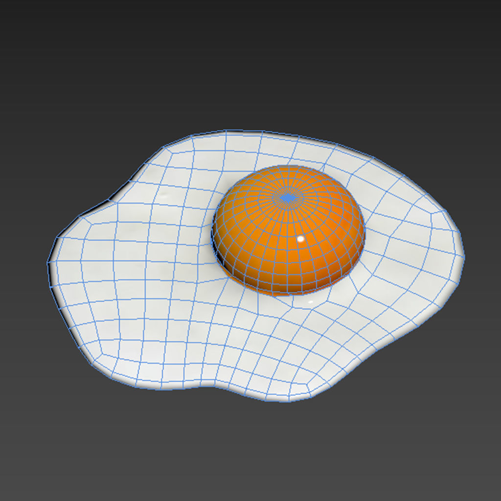 Perfect Cooked Fried Egg Low Poly Model Game Asset Low-poly 3D model_3