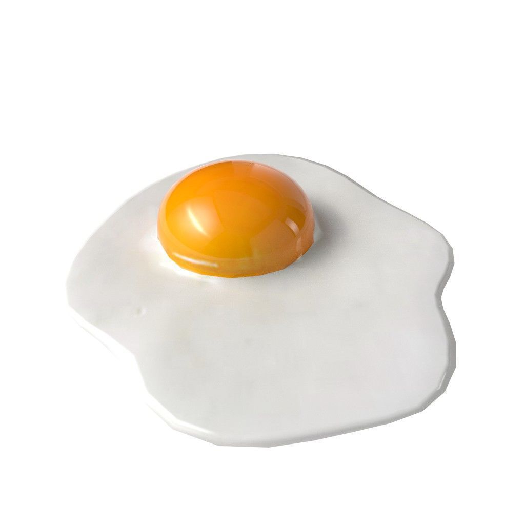 Perfect Cooked Fried Egg Low Poly Model Game Asset Low-poly 3D model_1