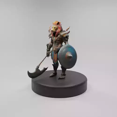 Lion Warrior 3D Model Game-Ready Fantasy Character 