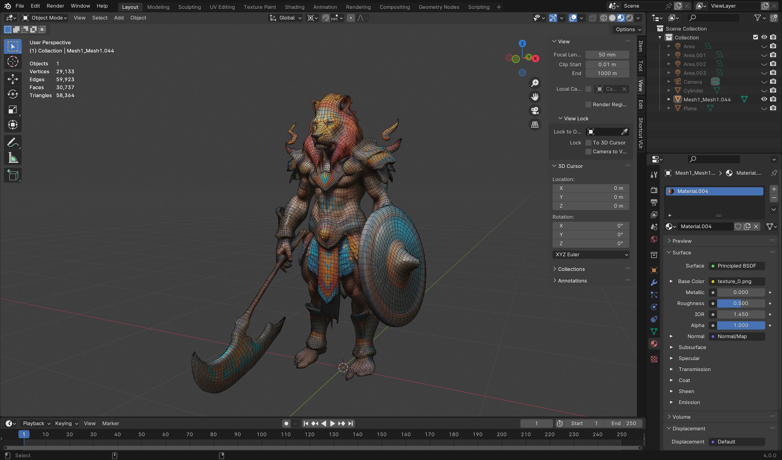 Lion Warrior 3D Model Game-Ready Fantasy Character  Low-poly 3D model_5