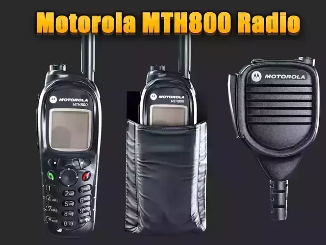 Motorola MTH800 Tetra Handheld Radio Shoulder Mic and Cover  Low-poly 3D model