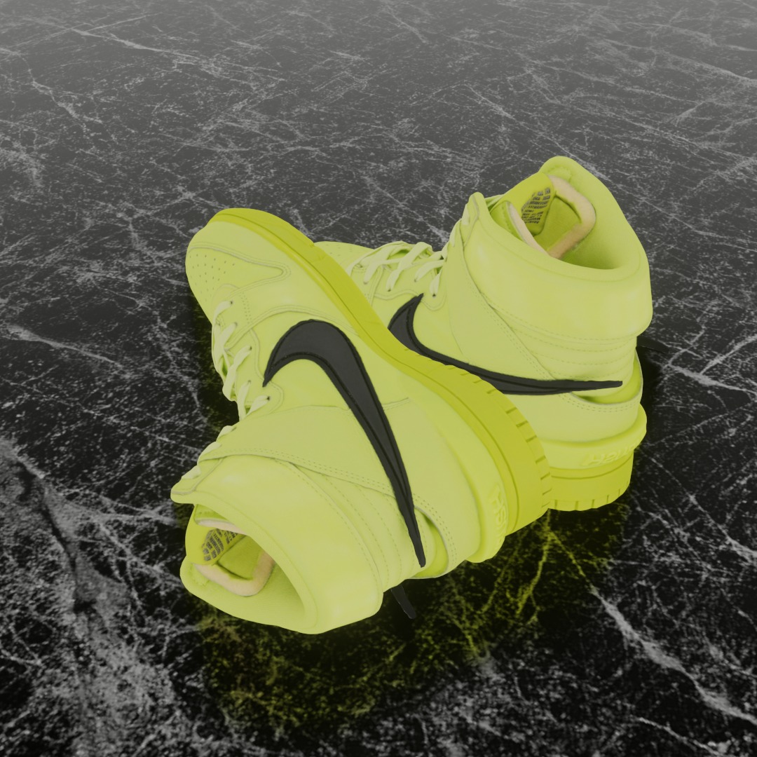 AMBUSH X NIKE DUNK HIGH FLASH LIME 3D SHOES Low-poly 3D model_6