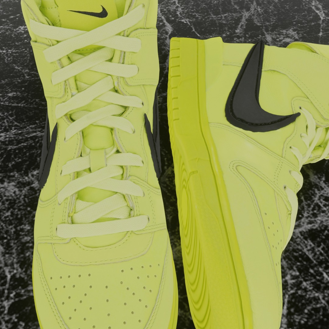 AMBUSH X NIKE DUNK HIGH FLASH LIME 3D SHOES Low-poly 3D model_13