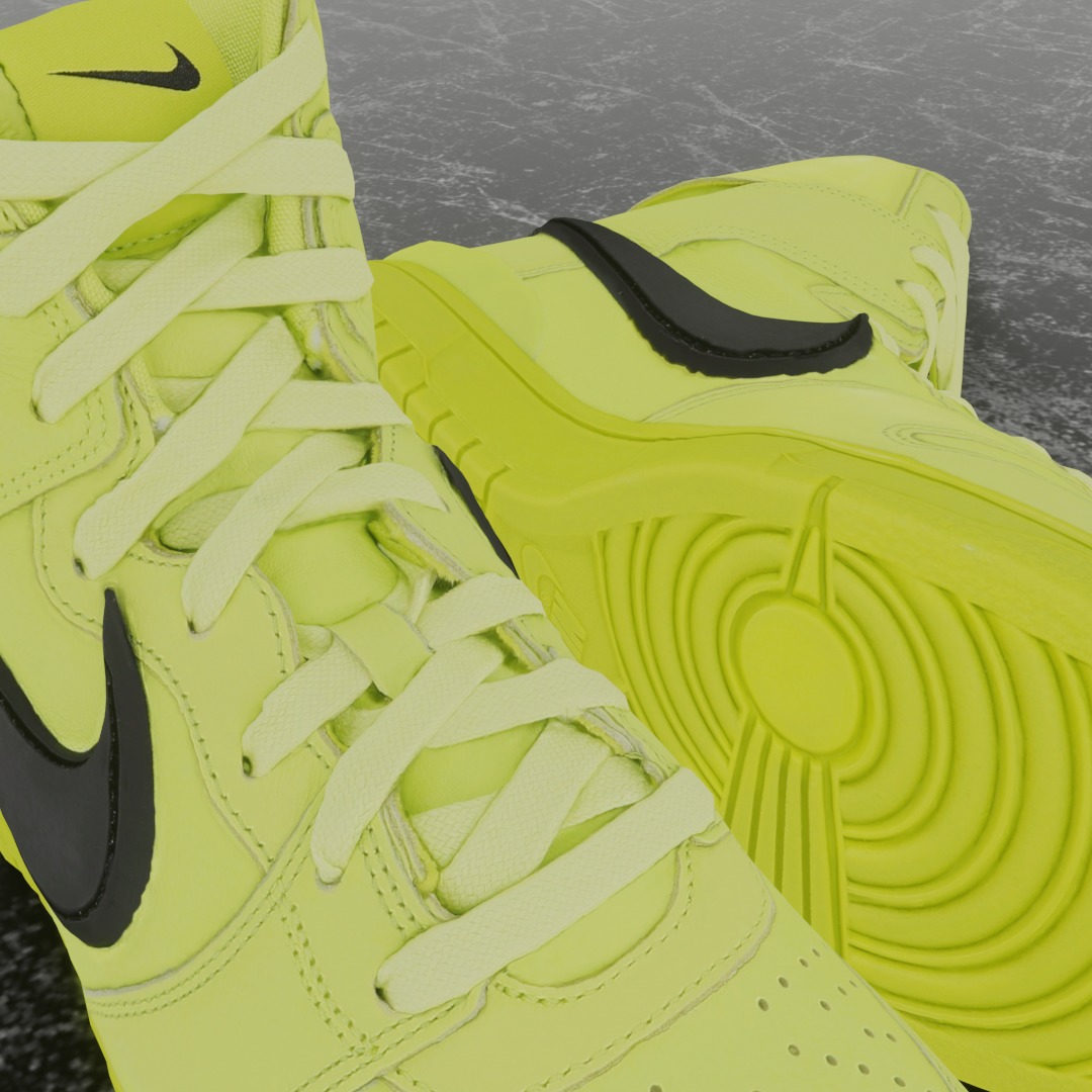 AMBUSH X NIKE DUNK HIGH FLASH LIME 3D SHOES Low-poly 3D model_10