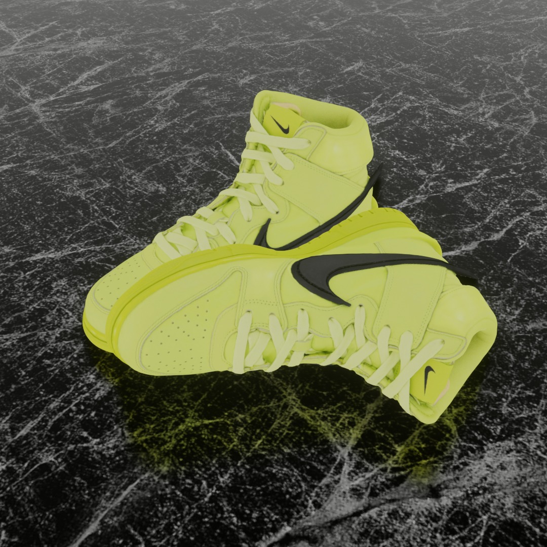 AMBUSH X NIKE DUNK HIGH FLASH LIME 3D SHOES Low-poly 3D model_1