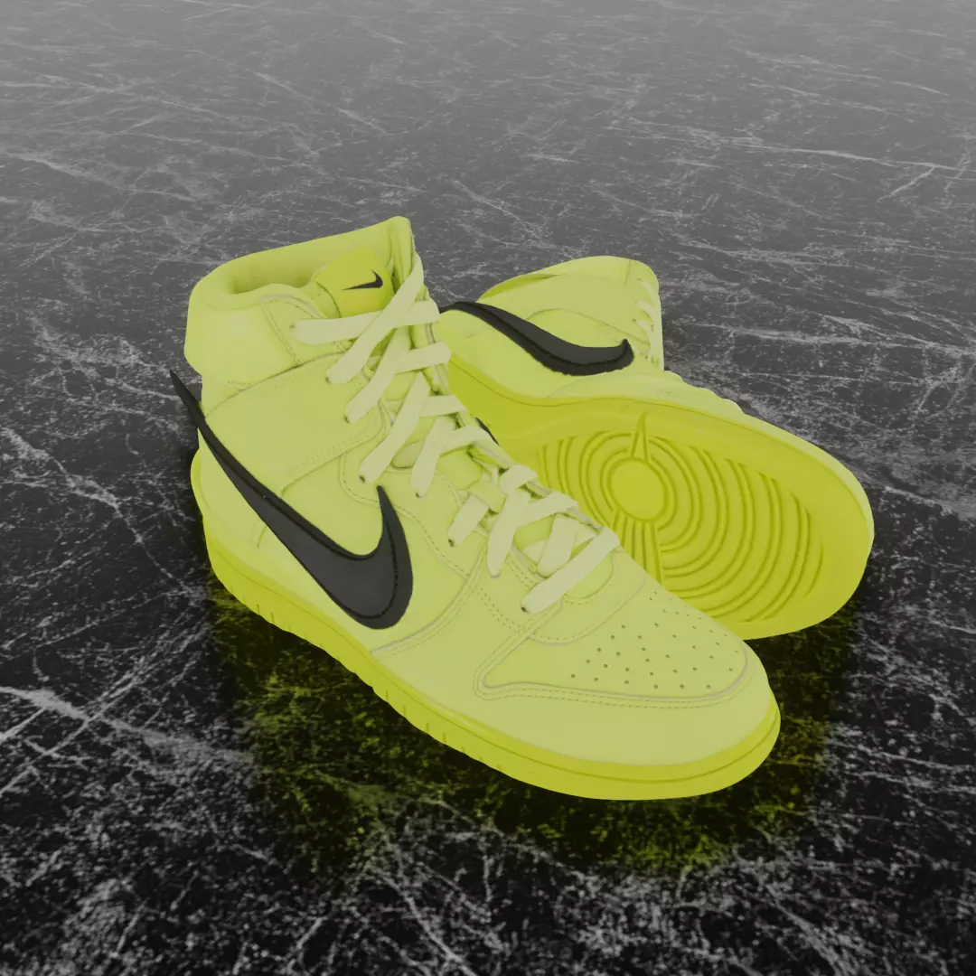 AMBUSH X NIKE DUNK HIGH FLASH LIME 3D SHOES Low-poly 3D model_0