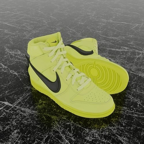 AMBUSH X NIKE DUNK HIGH FLASH LIME 3D SHOES Low-poly 3D model