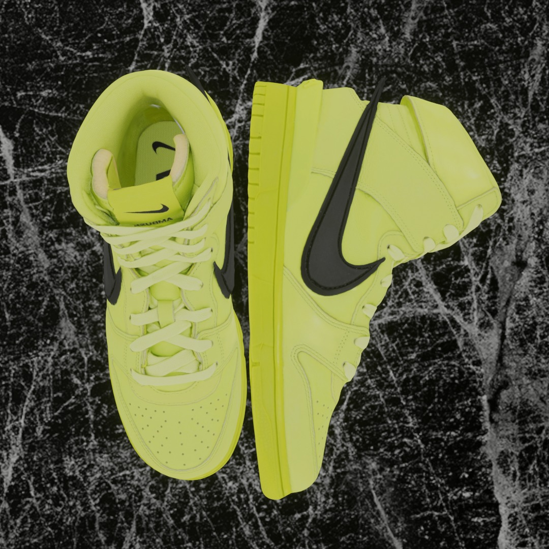 AMBUSH X NIKE DUNK HIGH FLASH LIME 3D SHOES Low-poly 3D model_2