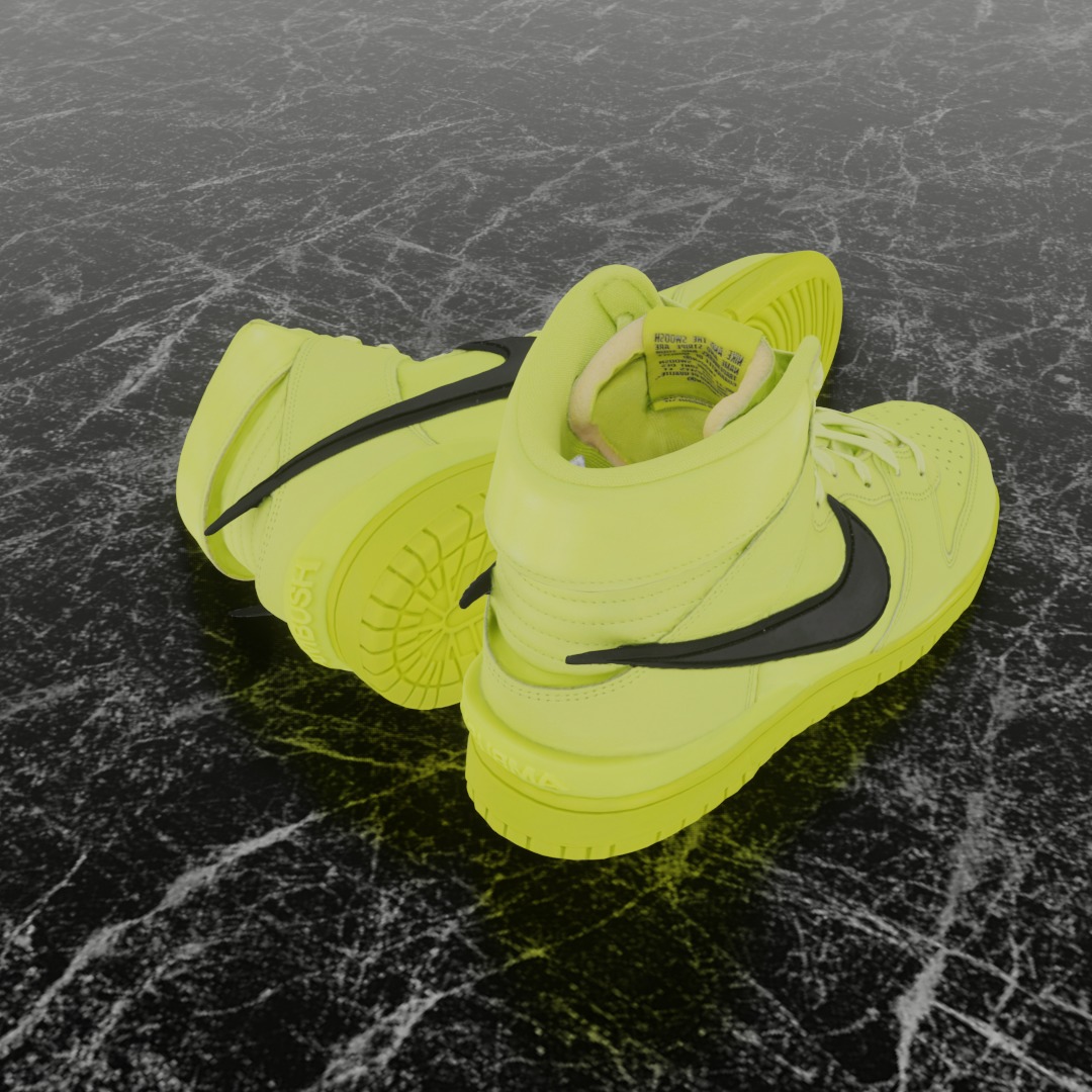 AMBUSH X NIKE DUNK HIGH FLASH LIME 3D SHOES Low-poly 3D model_5