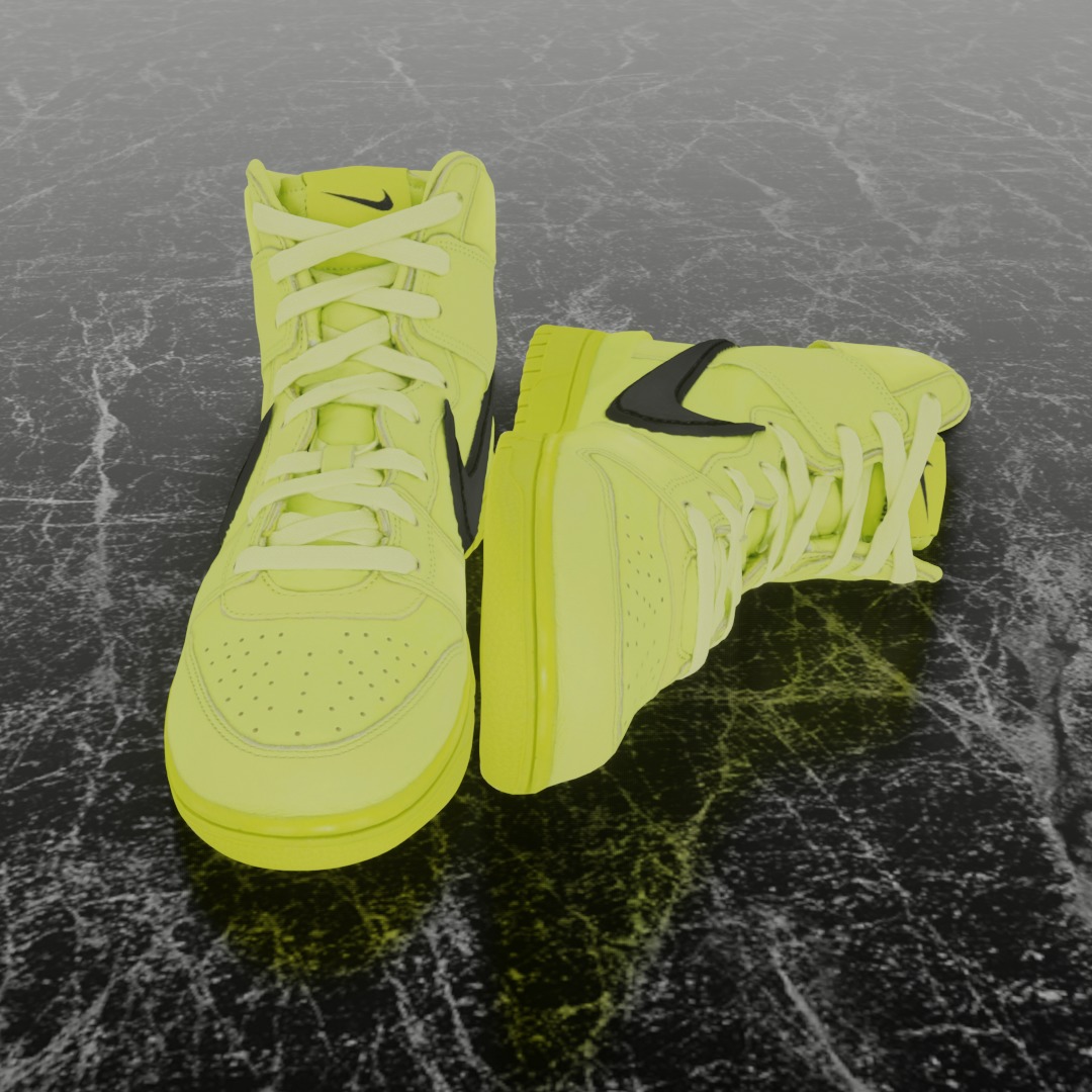 AMBUSH X NIKE DUNK HIGH FLASH LIME 3D SHOES Low-poly 3D model_3
