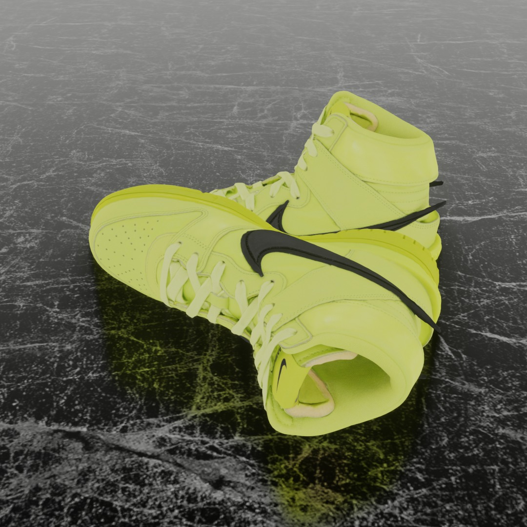 AMBUSH X NIKE DUNK HIGH FLASH LIME 3D SHOES Low-poly 3D model_7