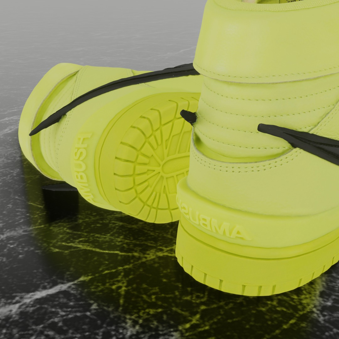 AMBUSH X NIKE DUNK HIGH FLASH LIME 3D SHOES Low-poly 3D model_9