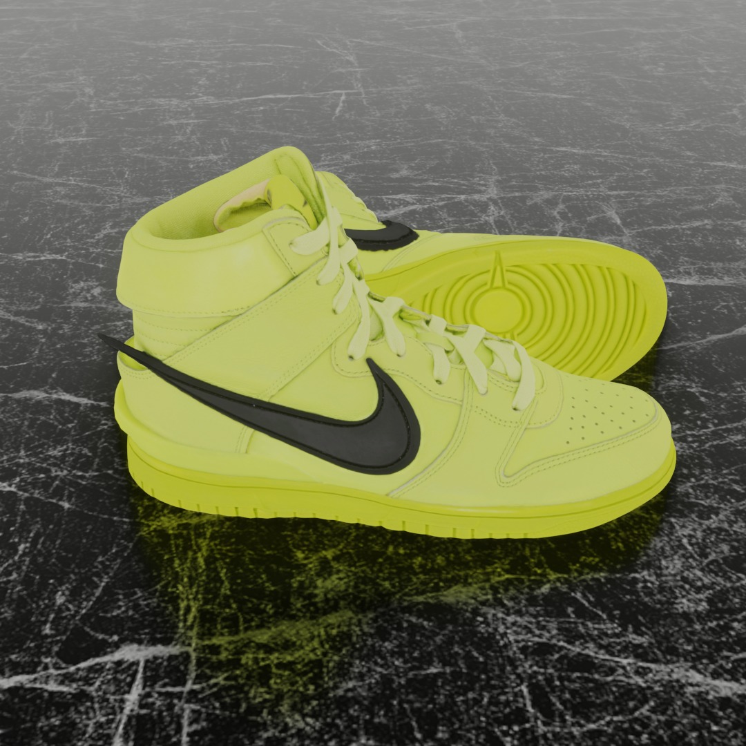 AMBUSH X NIKE DUNK HIGH FLASH LIME 3D SHOES Low-poly 3D model_4