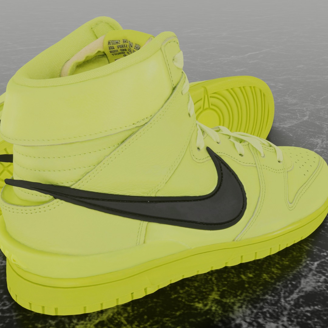 AMBUSH X NIKE DUNK HIGH FLASH LIME 3D SHOES Low-poly 3D model_12
