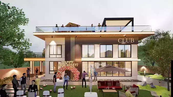 Modern Rooftop and Lawn Party House