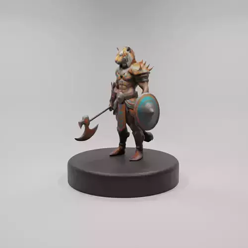 Tiger Warrior 3D Model Game-Ready Stylized Character 