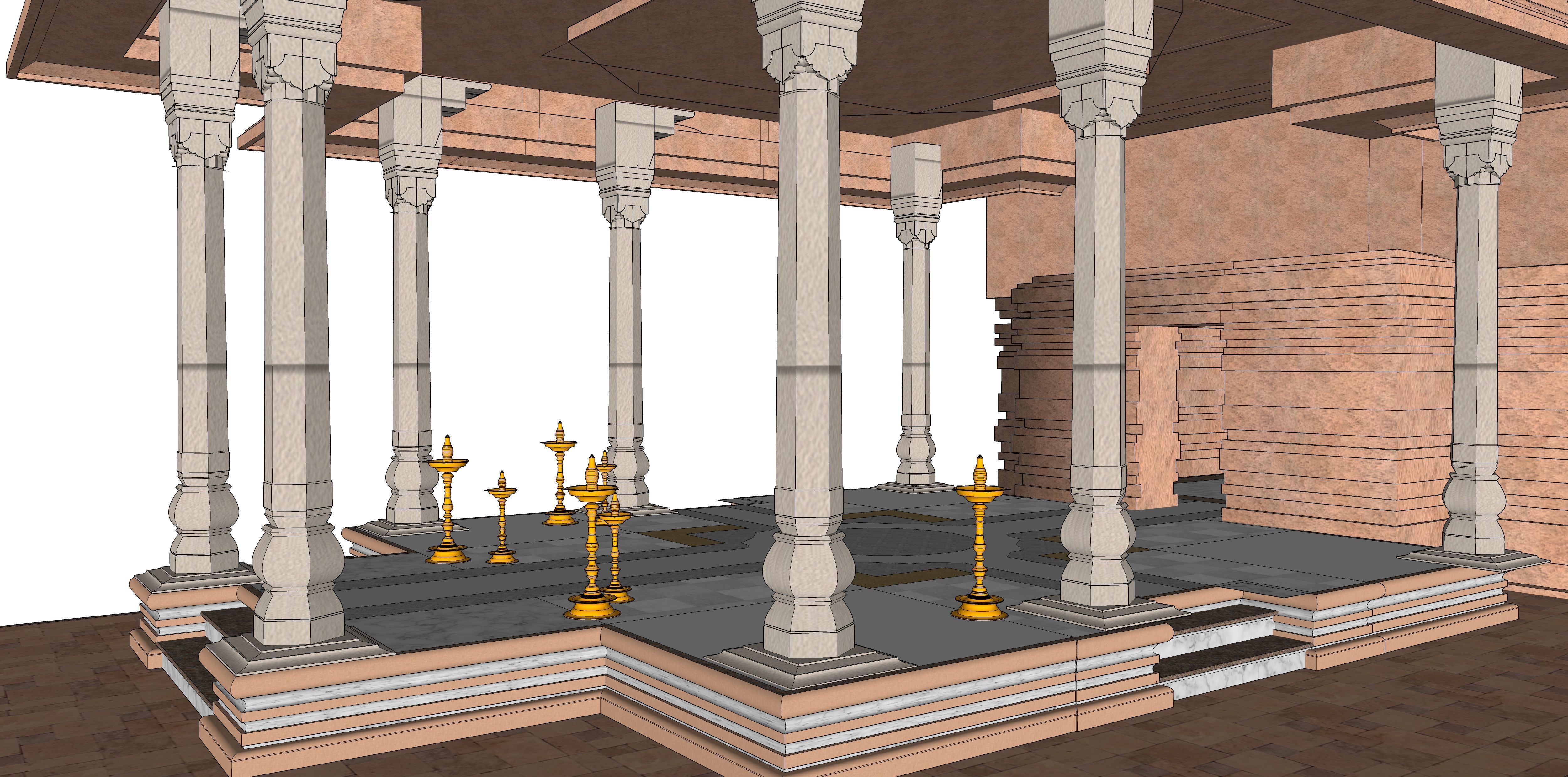 Indian Temple Model Package of 2 Temples with Garden Low-poly 3D model_32