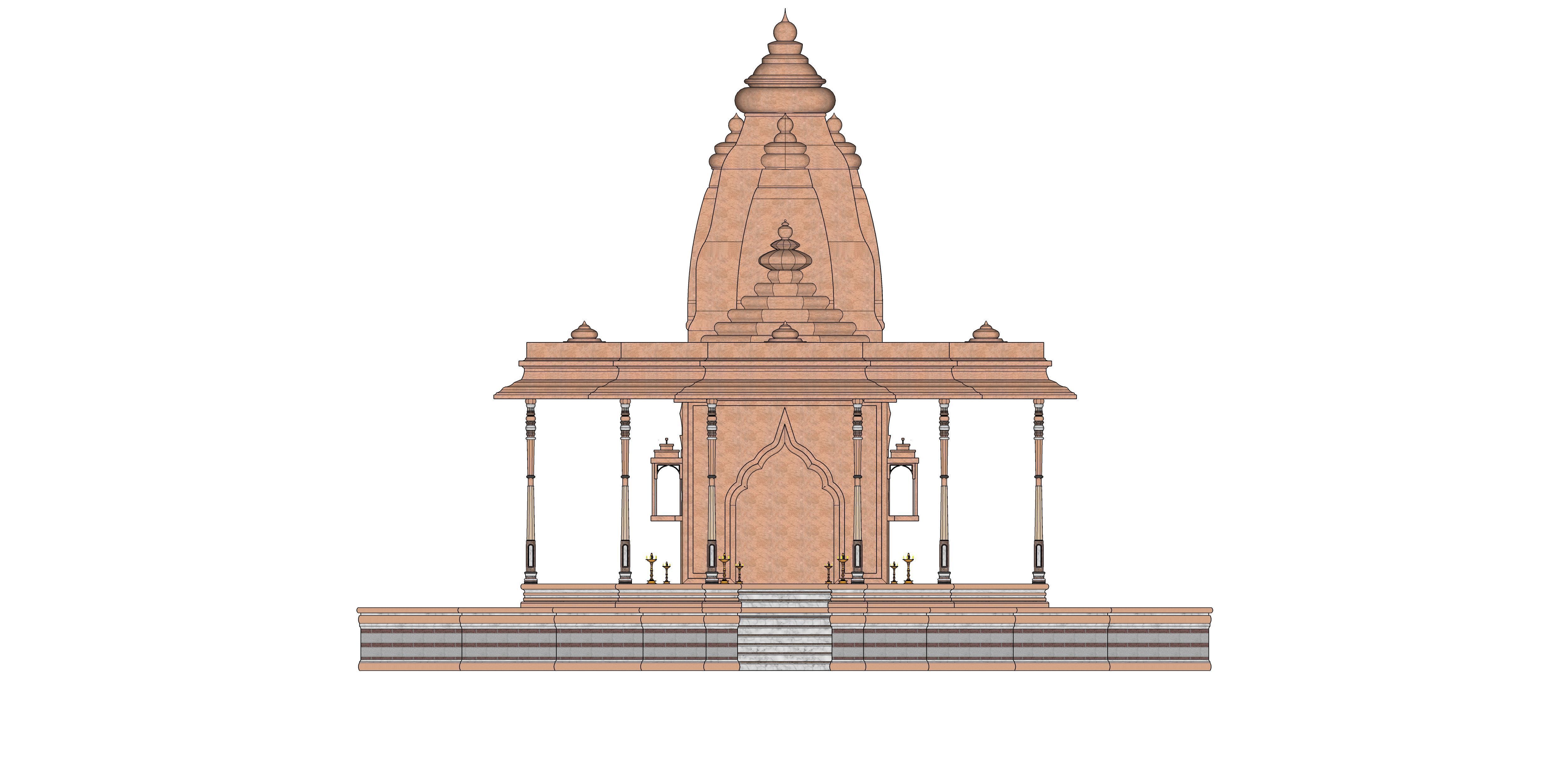Indian Temple Model Package of 2 Temples with Garden Low-poly 3D model_19