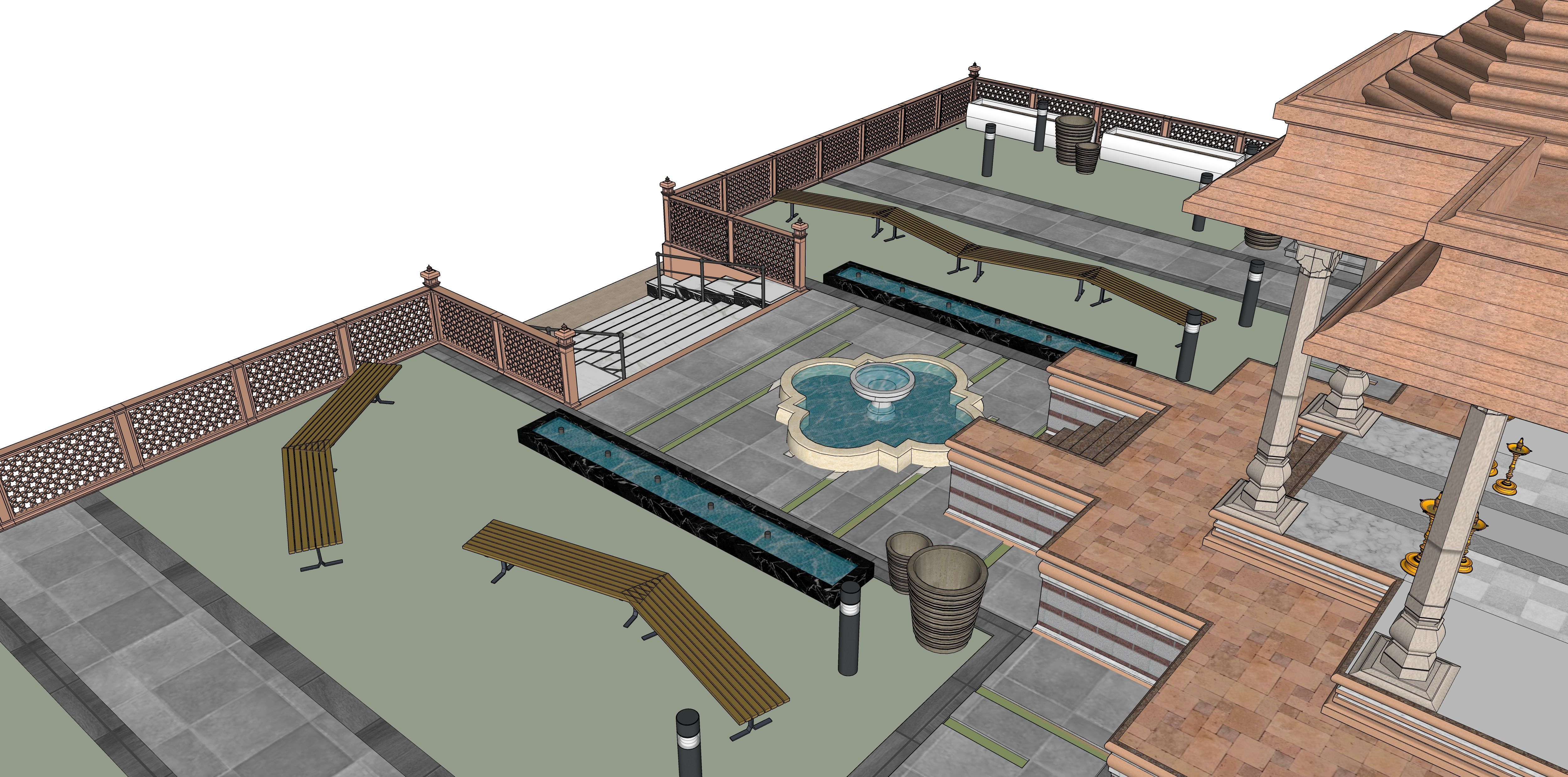 Indian Temple Model Package of 2 Temples with Garden Low-poly 3D model_28