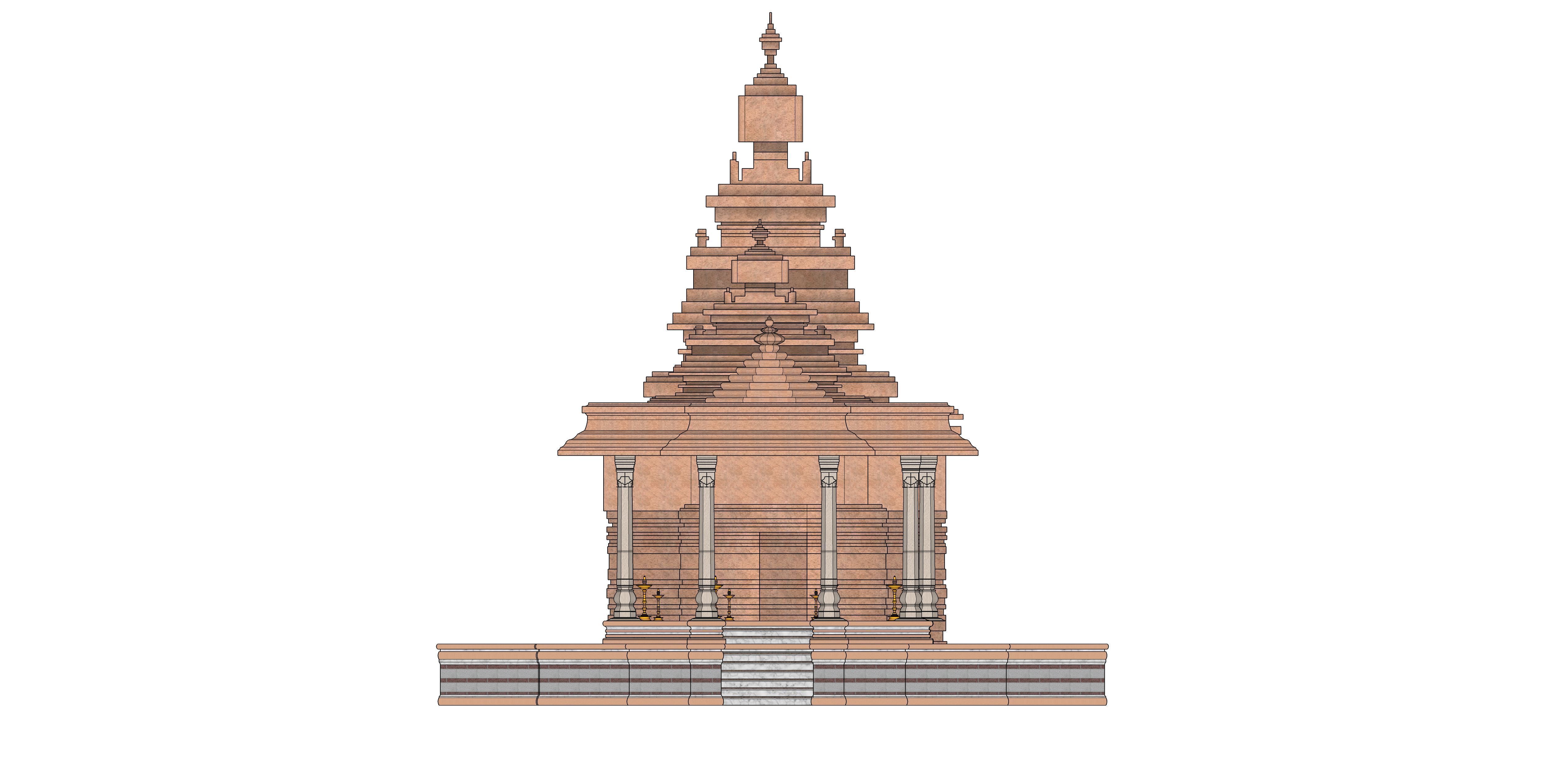Indian Temple Model Package of 2 Temples with Garden Low-poly 3D model_18