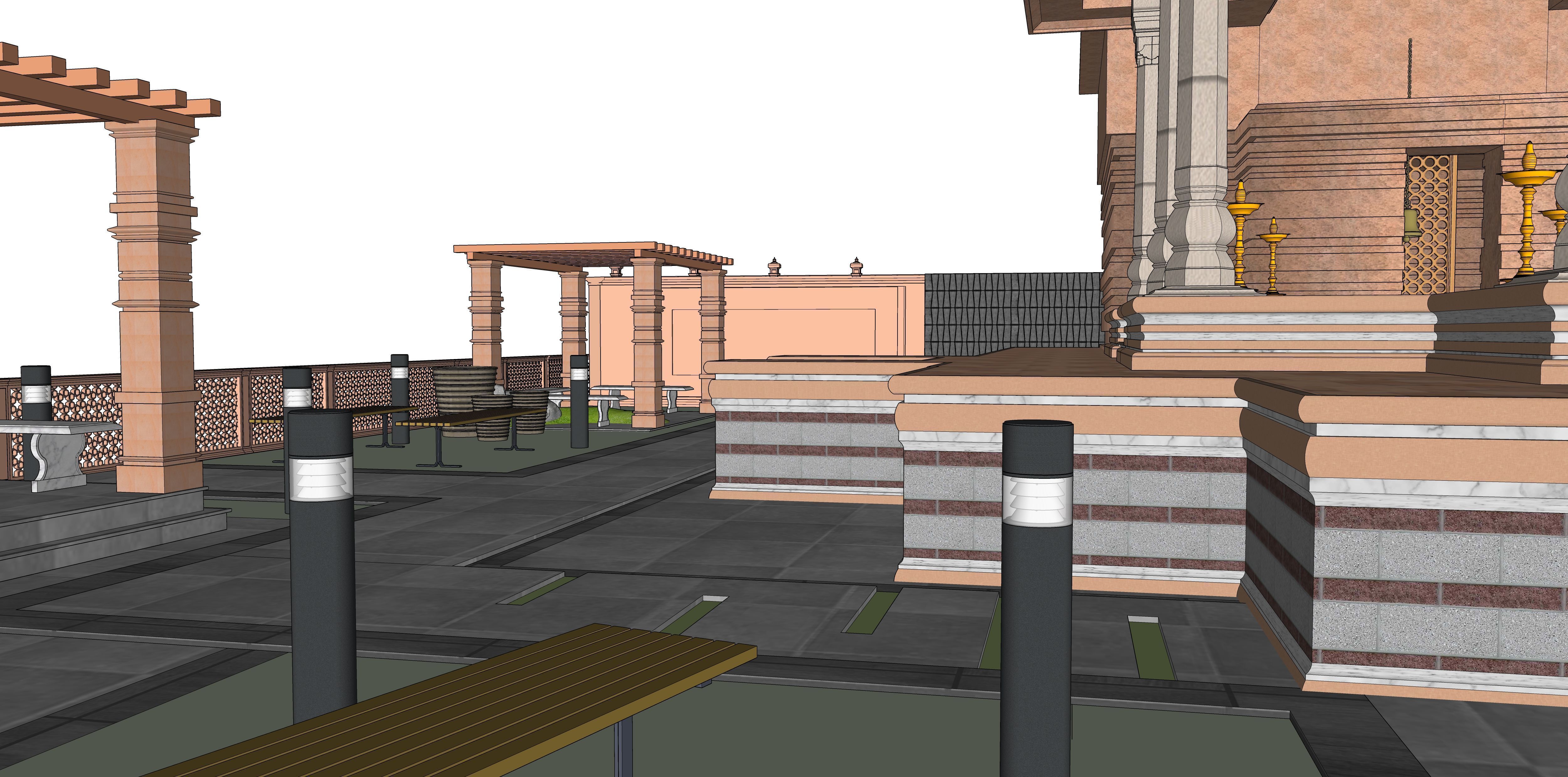 Indian Temple Model Package of 2 Temples with Garden Low-poly 3D model_23