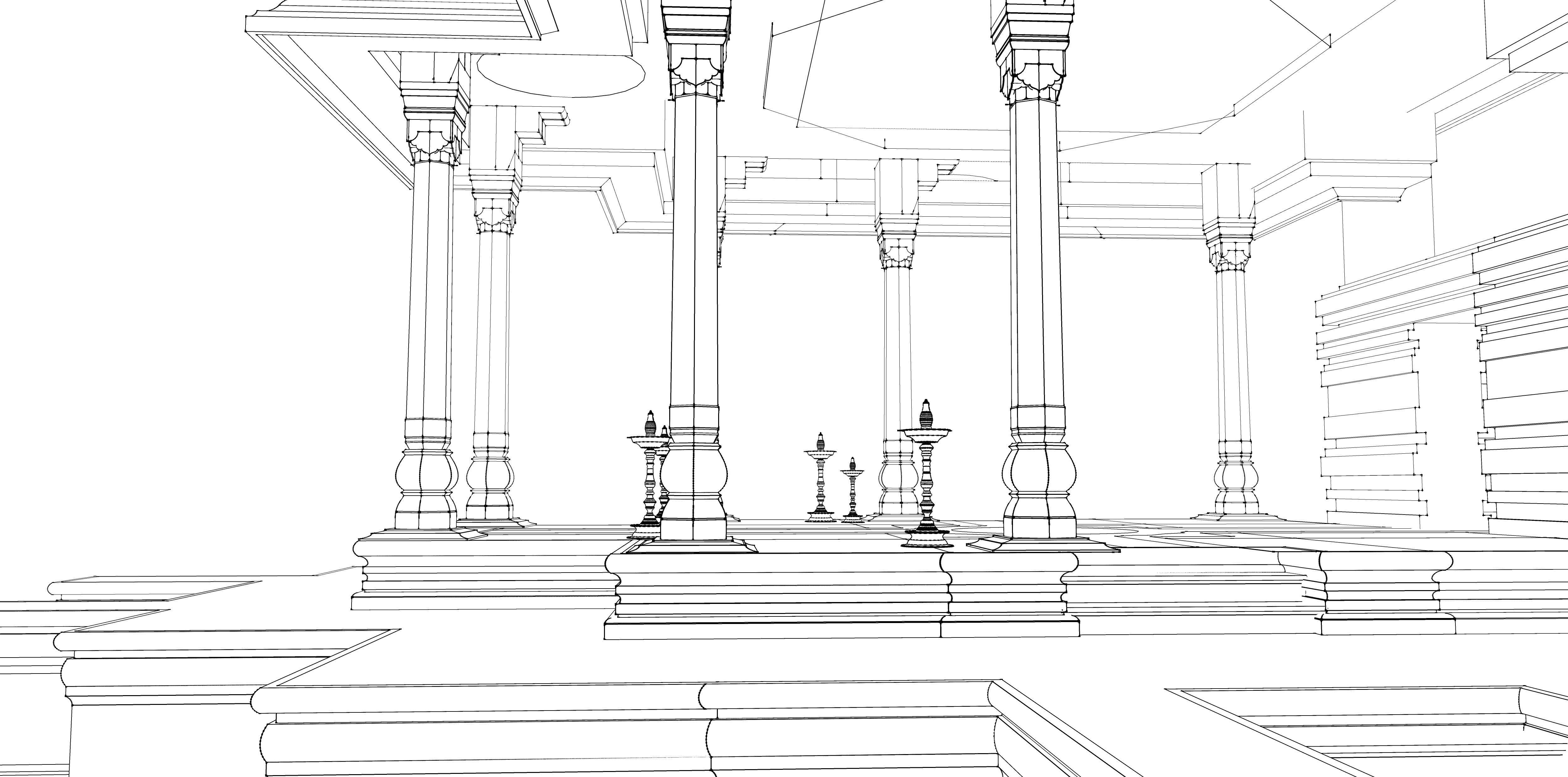 Indian Temple Model Package of 2 Temples with Garden Low-poly 3D model_39