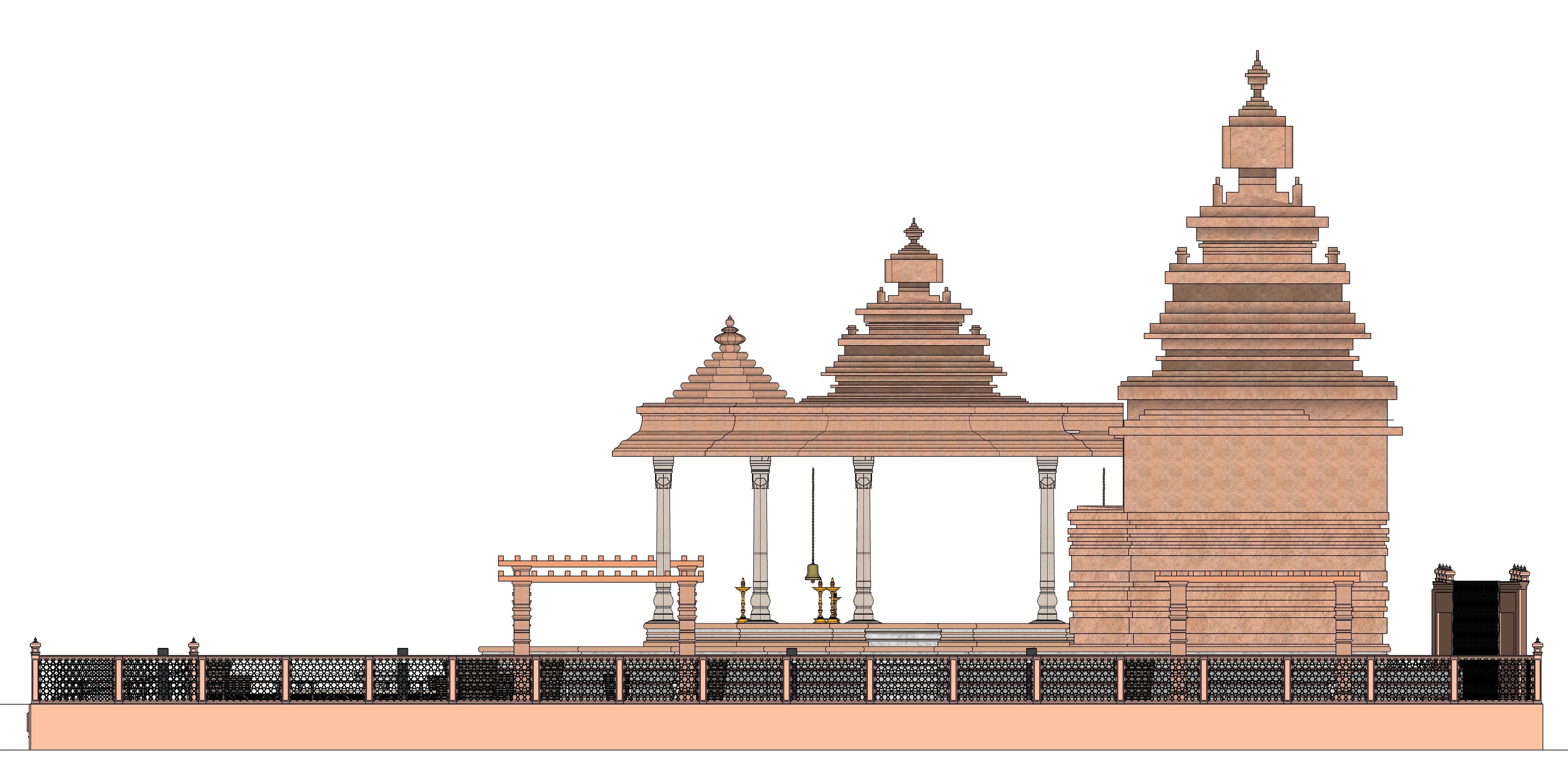 Indian Temple Model Package of 2 Temples with Garden Low-poly 3D model_22