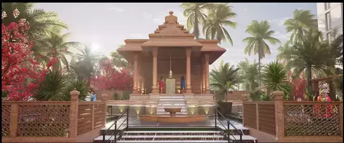 Indian Temple Model Package of 2 Temples with Garden