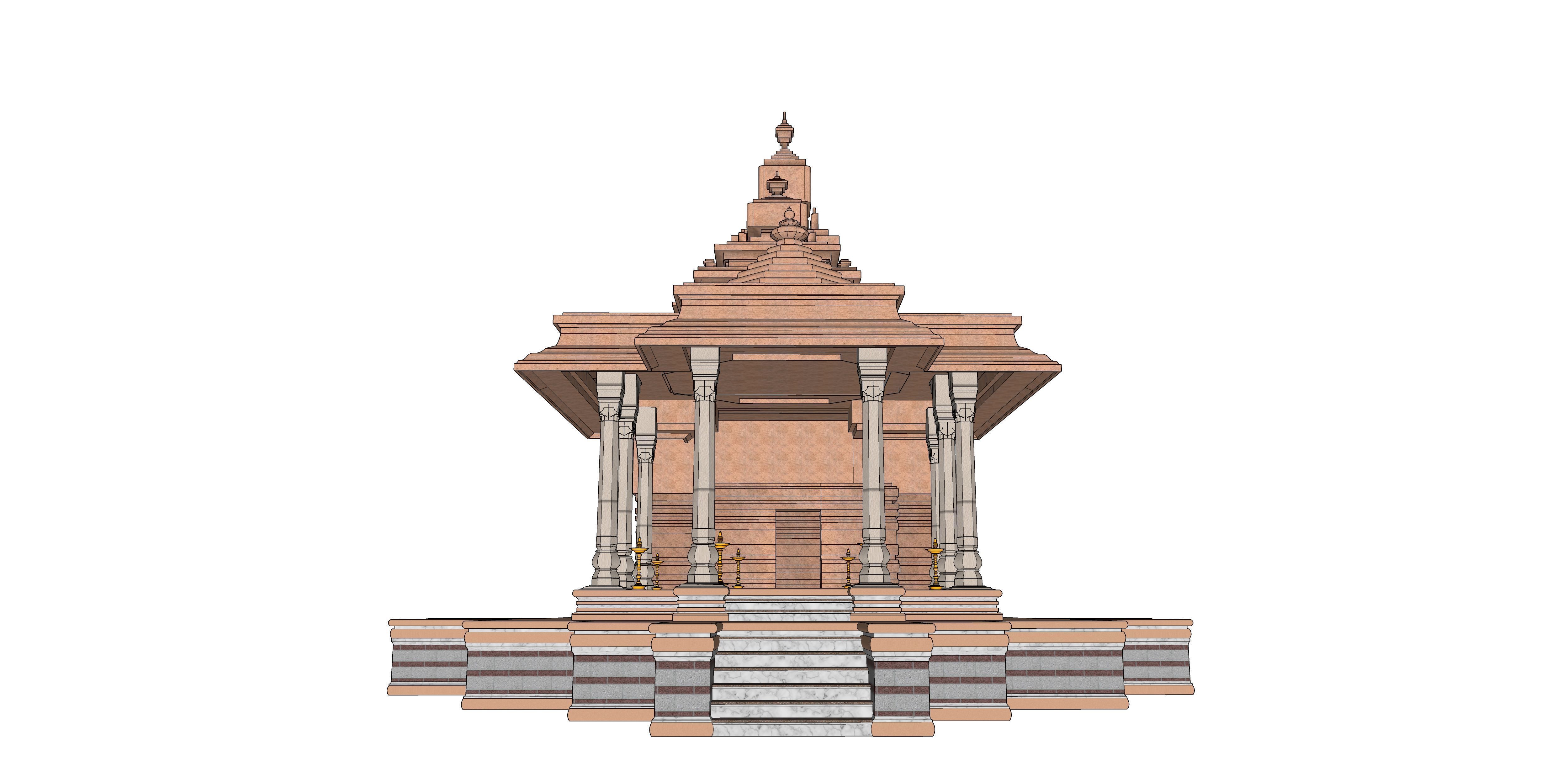 Indian Temple Model Package of 2 Temples with Garden Low-poly 3D model_30