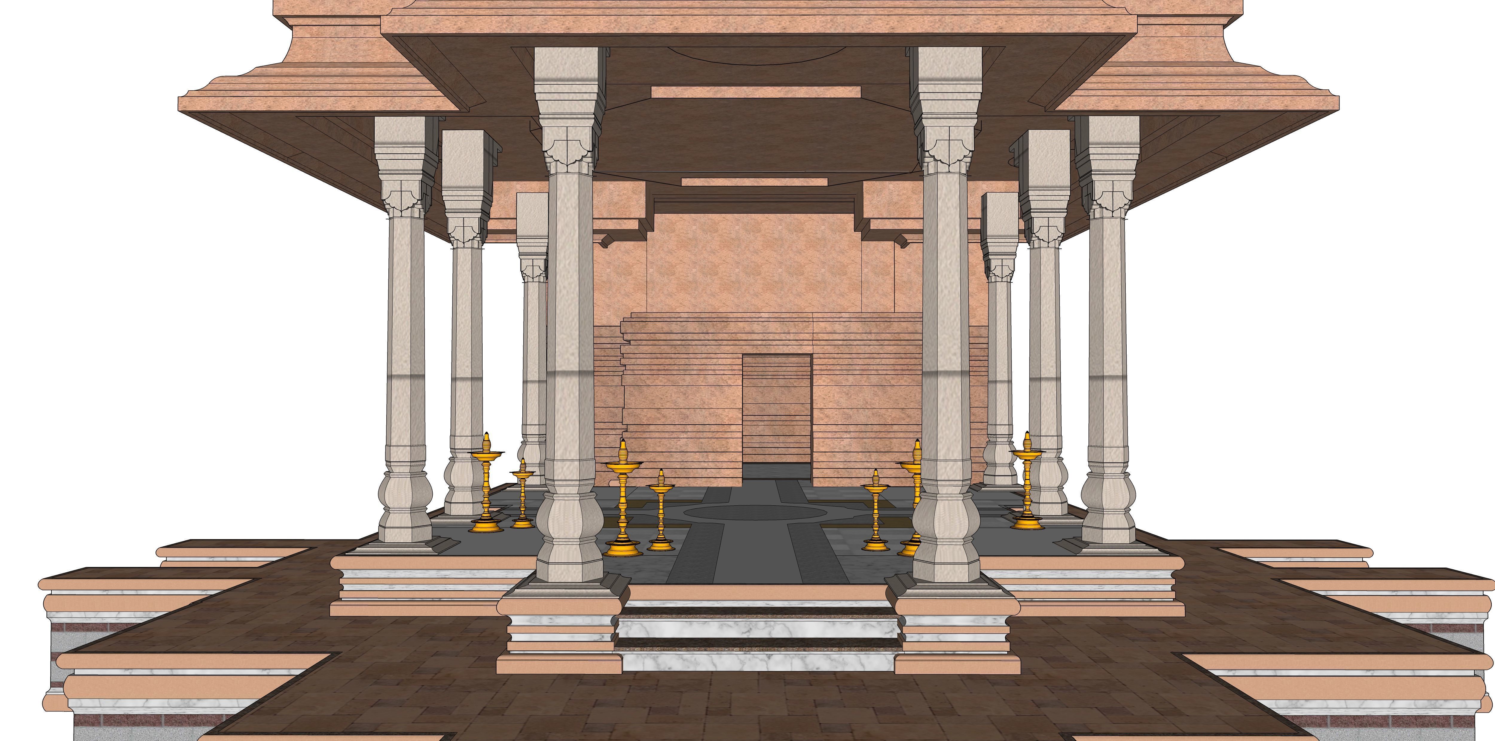 Indian Temple Model Package of 2 Temples with Garden Low-poly 3D model_31