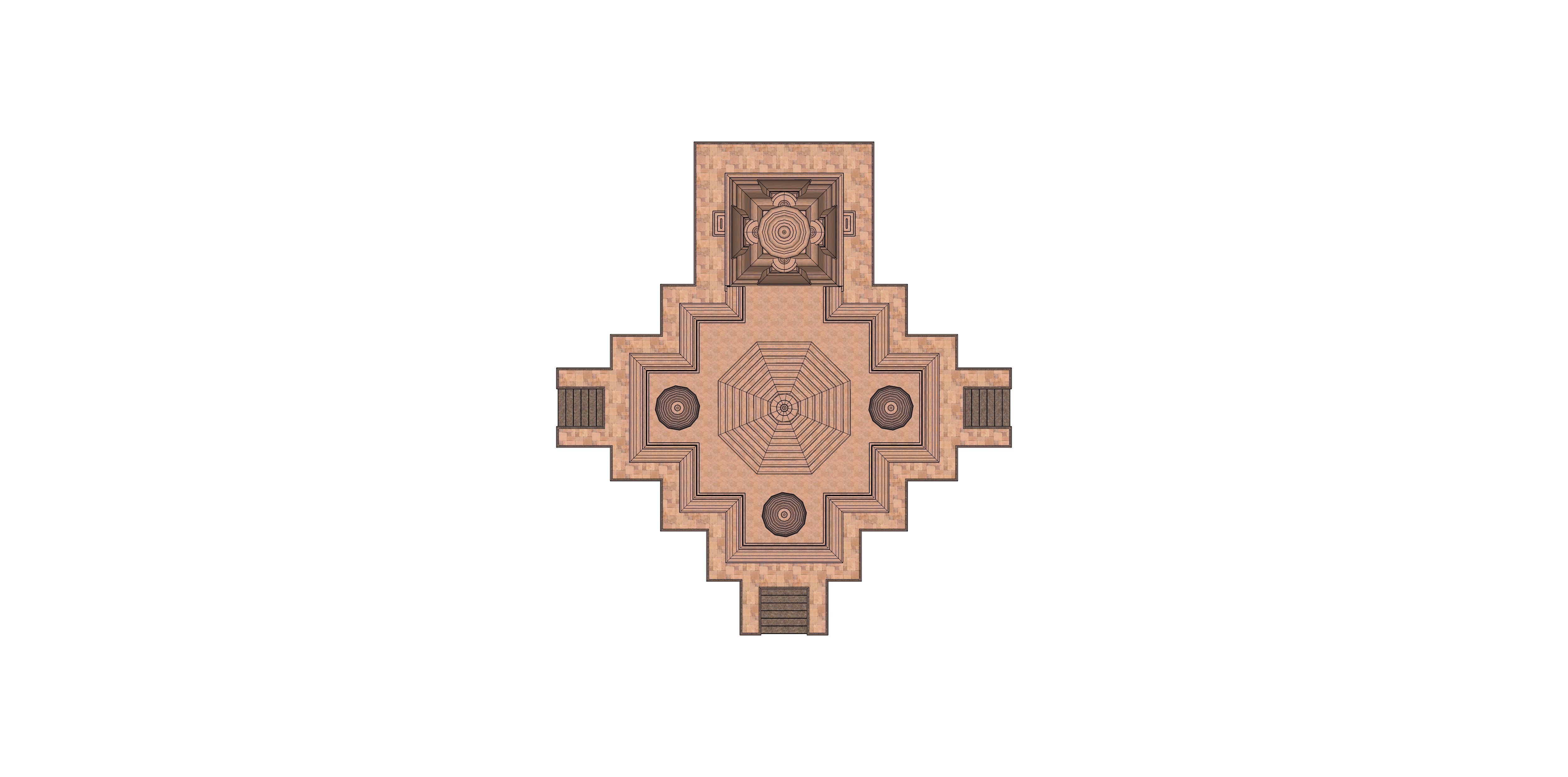 Indian Temple Model Package of 2 Temples with Garden Low-poly 3D model_6