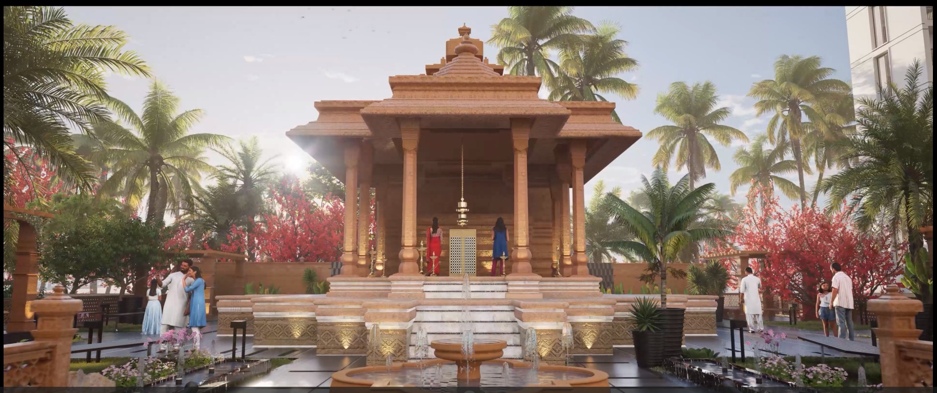 Indian Temple Model Package of 2 Temples with Garden Low-poly 3D model_11