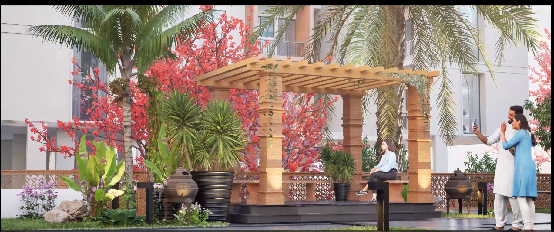 Indian Temple Model Package of 2 Temples with Garden Low-poly 3D model_12