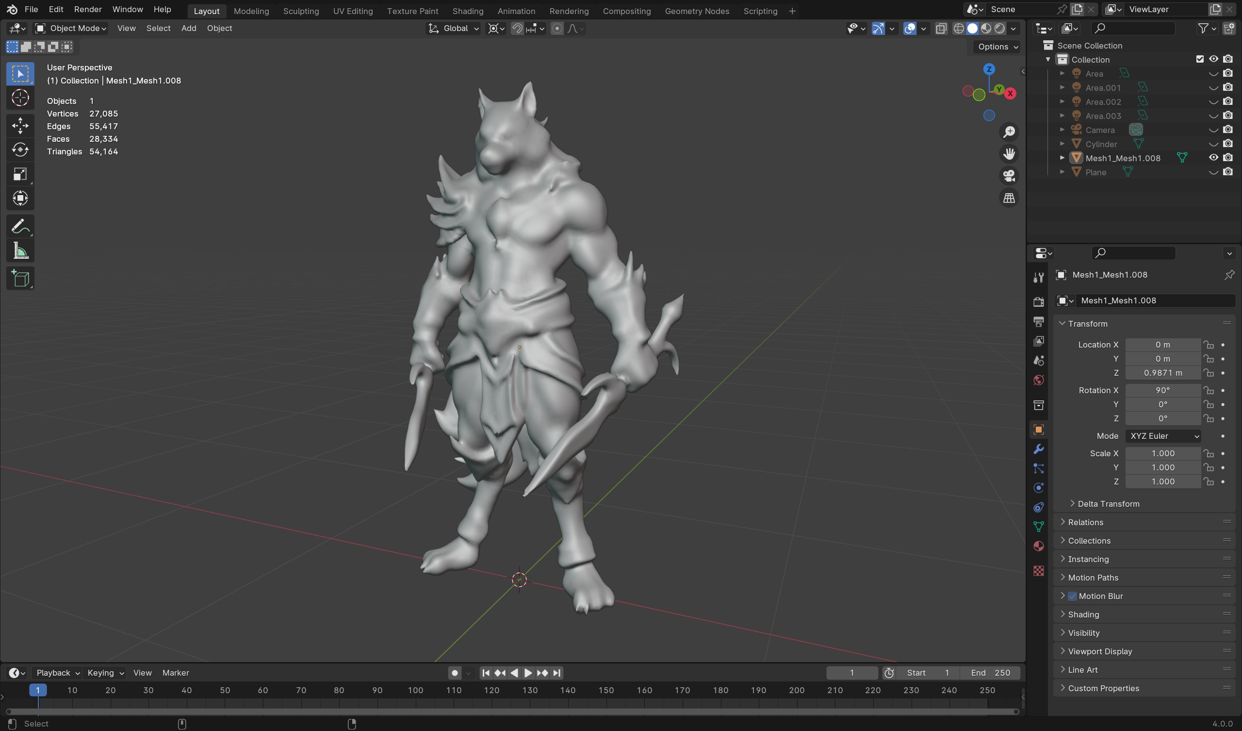 Frost Wolf Assassin 3D Model  Game-Ready Fantasy Character Low-poly 3D model_6