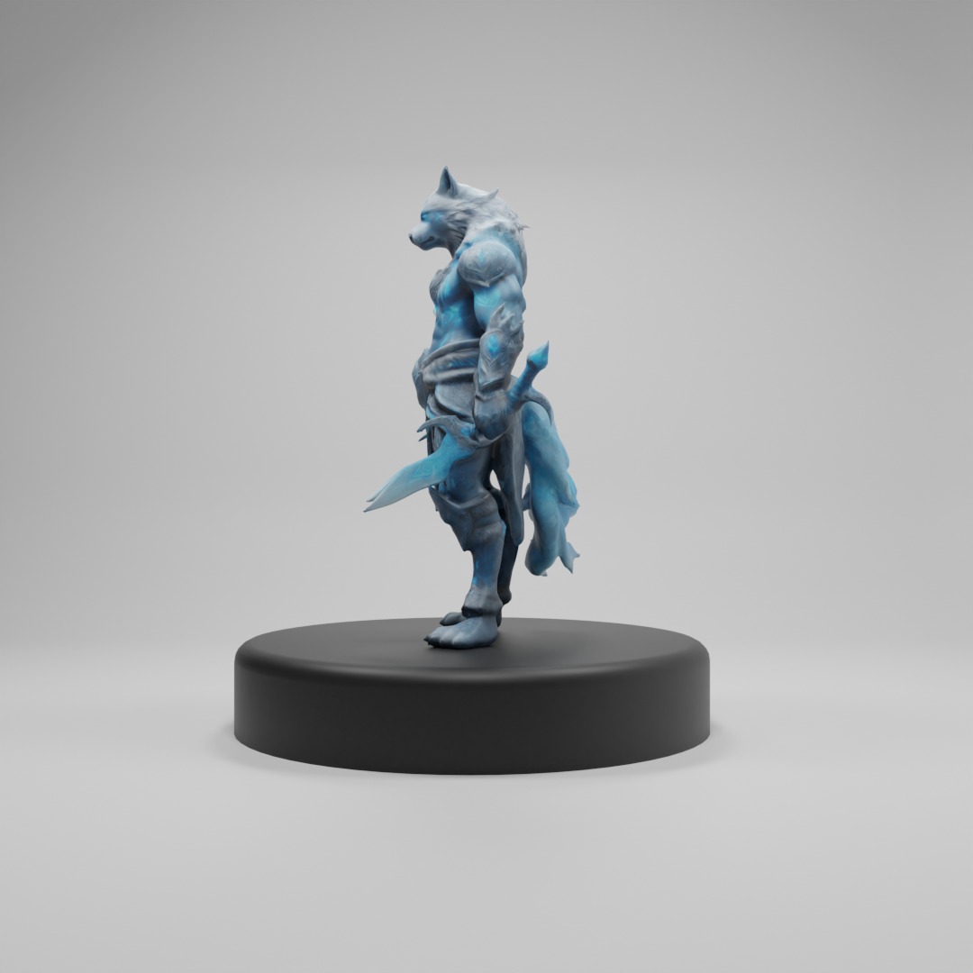 Frost Wolf Assassin 3D Model  Game-Ready Fantasy Character Low-poly 3D model_2