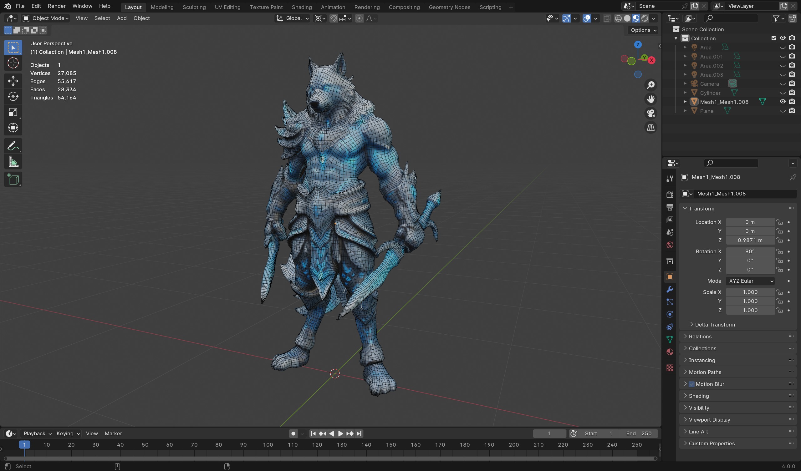 Frost Wolf Assassin 3D Model  Game-Ready Fantasy Character Low-poly 3D model_5