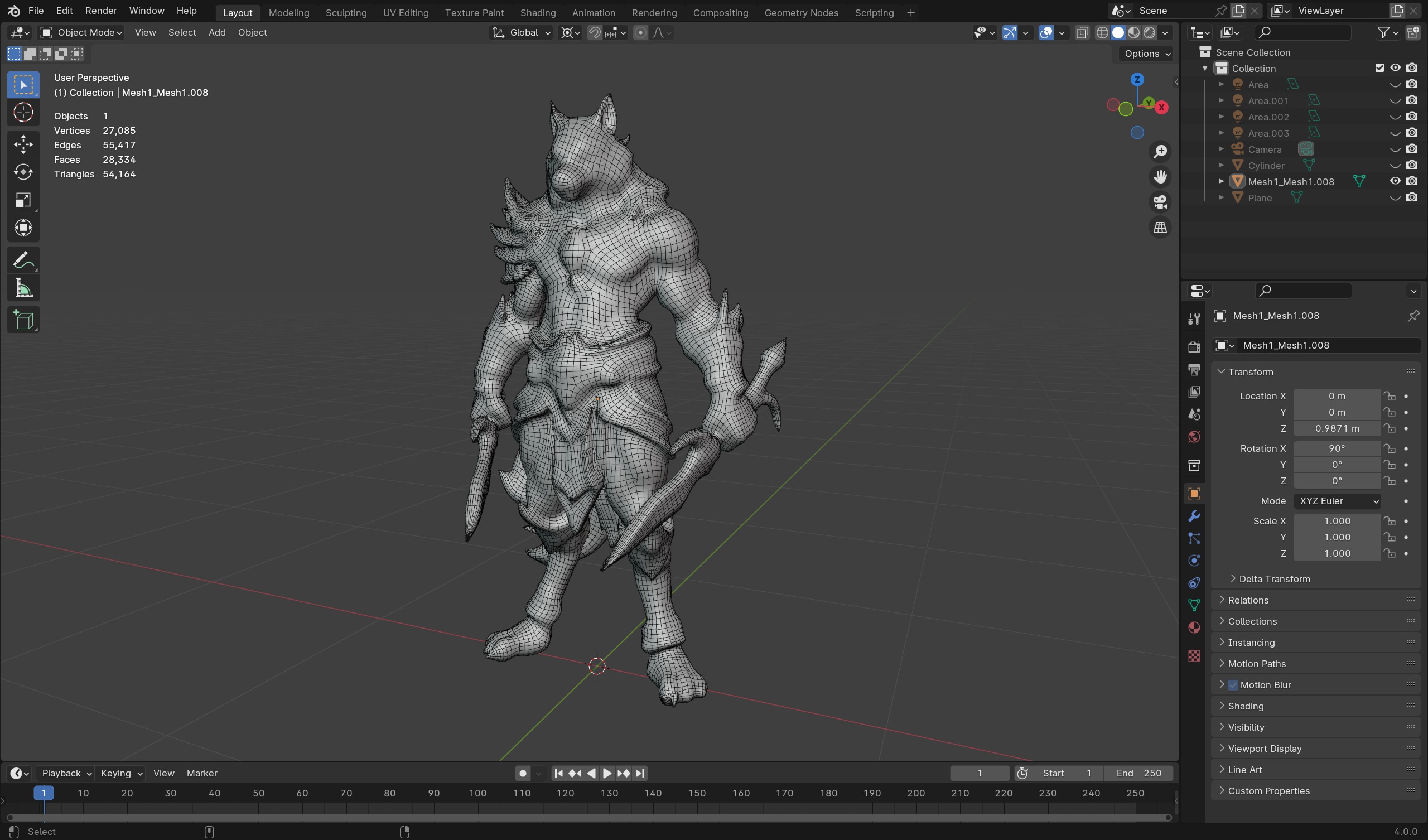 Frost Wolf Assassin 3D Model  Game-Ready Fantasy Character Low-poly 3D model_7