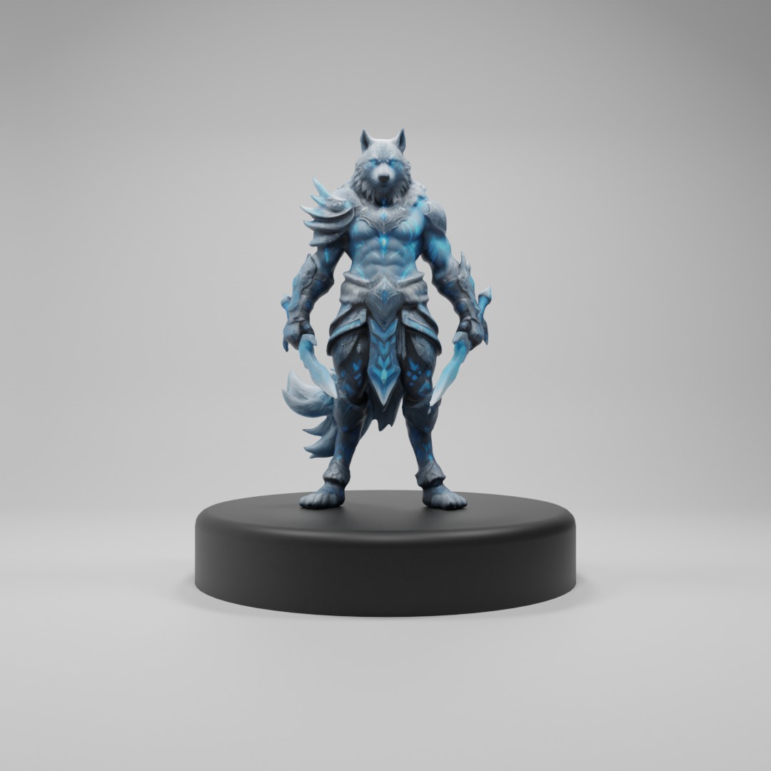 Frost Wolf Assassin 3D Model  Game-Ready Fantasy Character Low-poly 3D model_1
