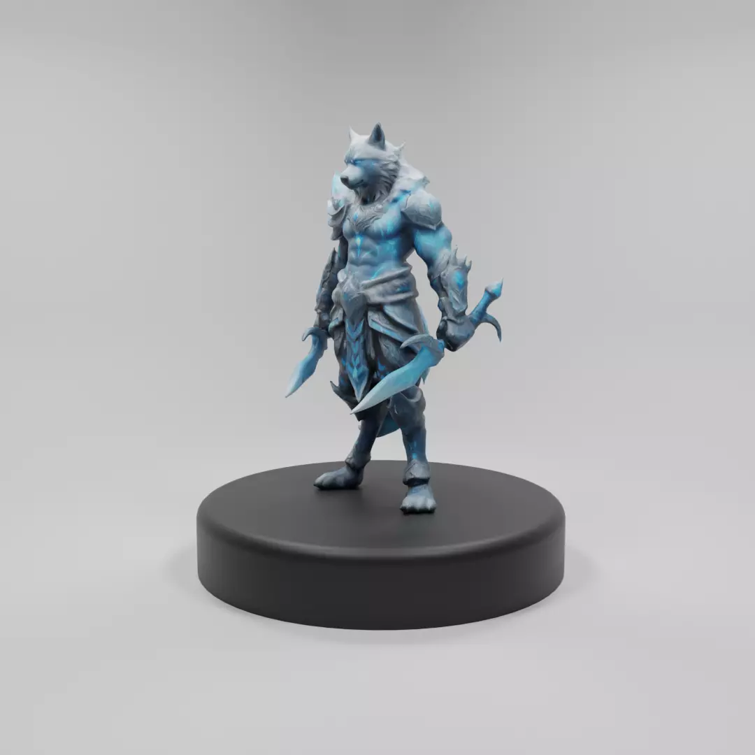 Frost Wolf Assassin 3D Model  Game-Ready Fantasy Character Low-poly 3D model_0