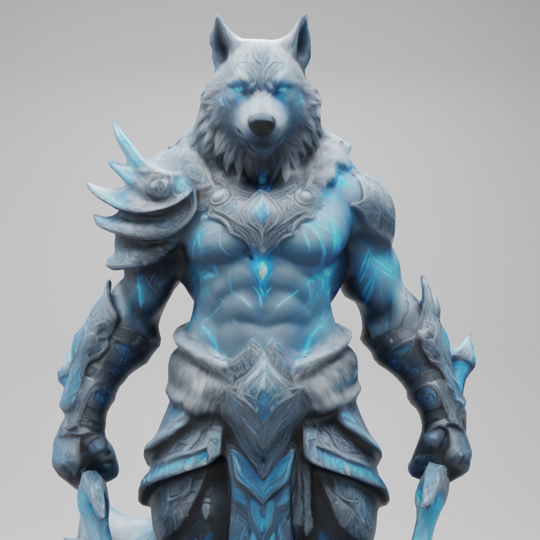 Frost Wolf Assassin 3D Model  Game-Ready Fantasy Character Low-poly 3D model_3