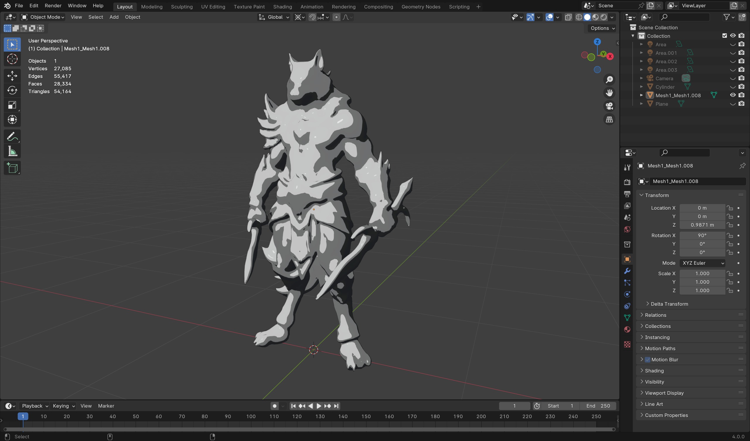 Frost Wolf Assassin 3D Model  Game-Ready Fantasy Character Low-poly 3D model_8