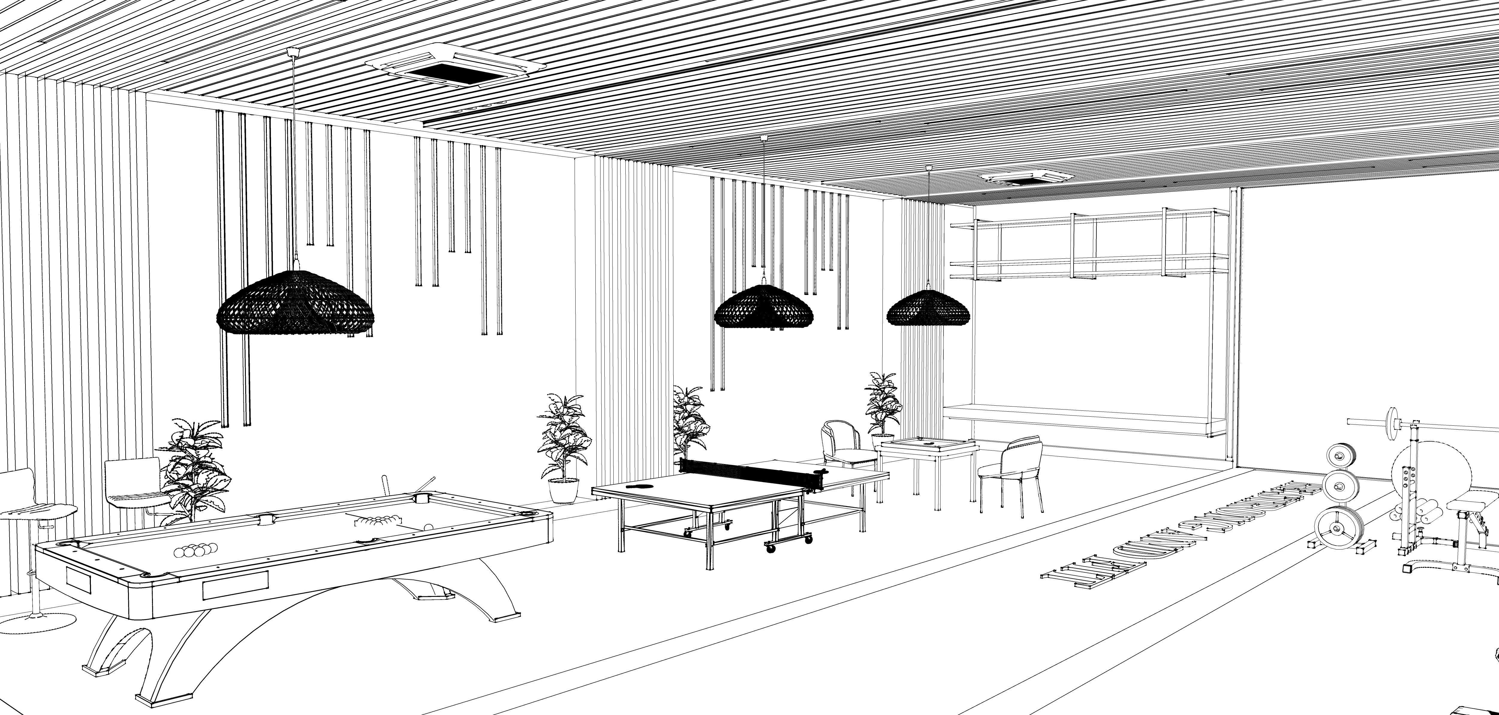 Luxury Gym and Indoor Games 3D Model Low-poly 3D model_27