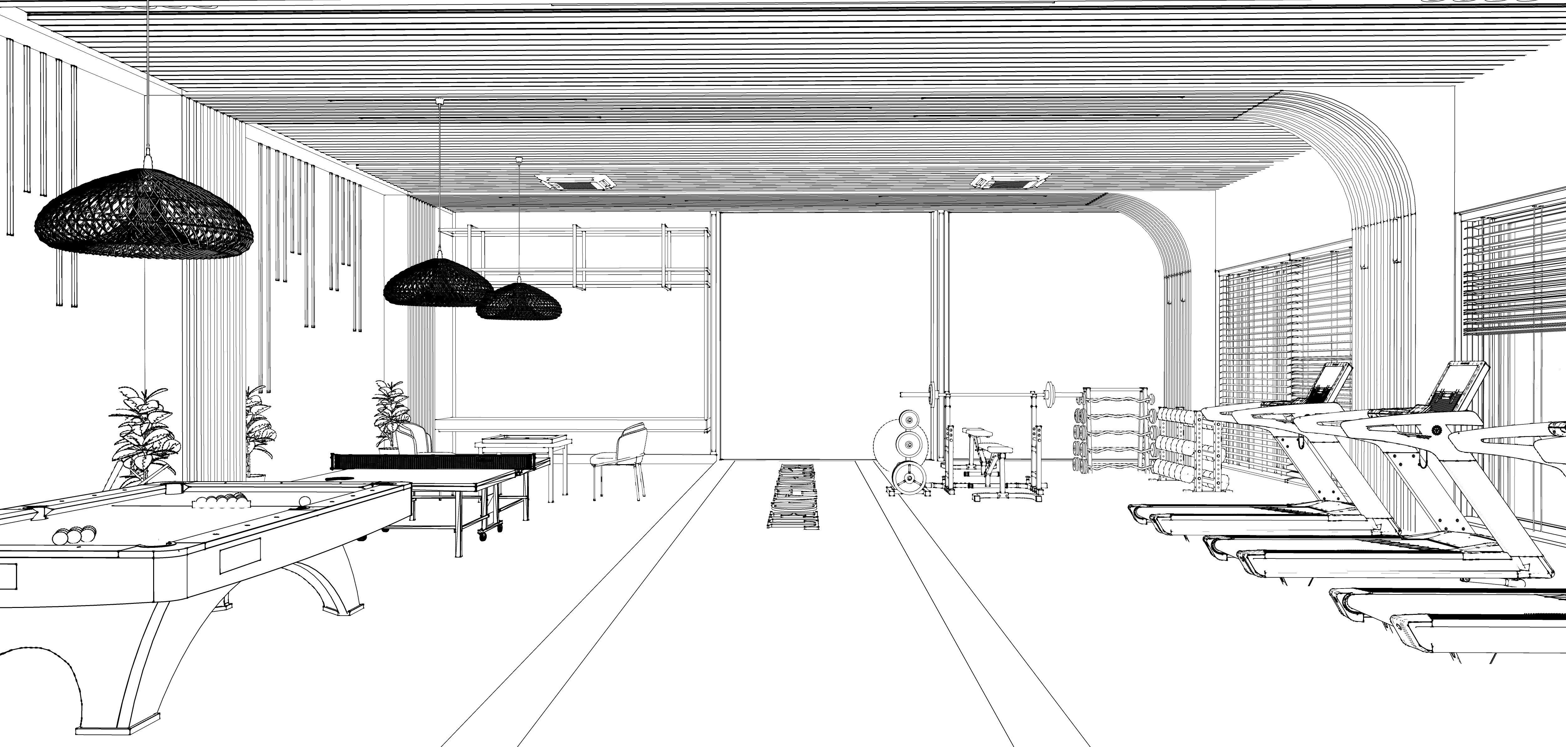 Luxury Gym and Indoor Games 3D Model Low-poly 3D model_26