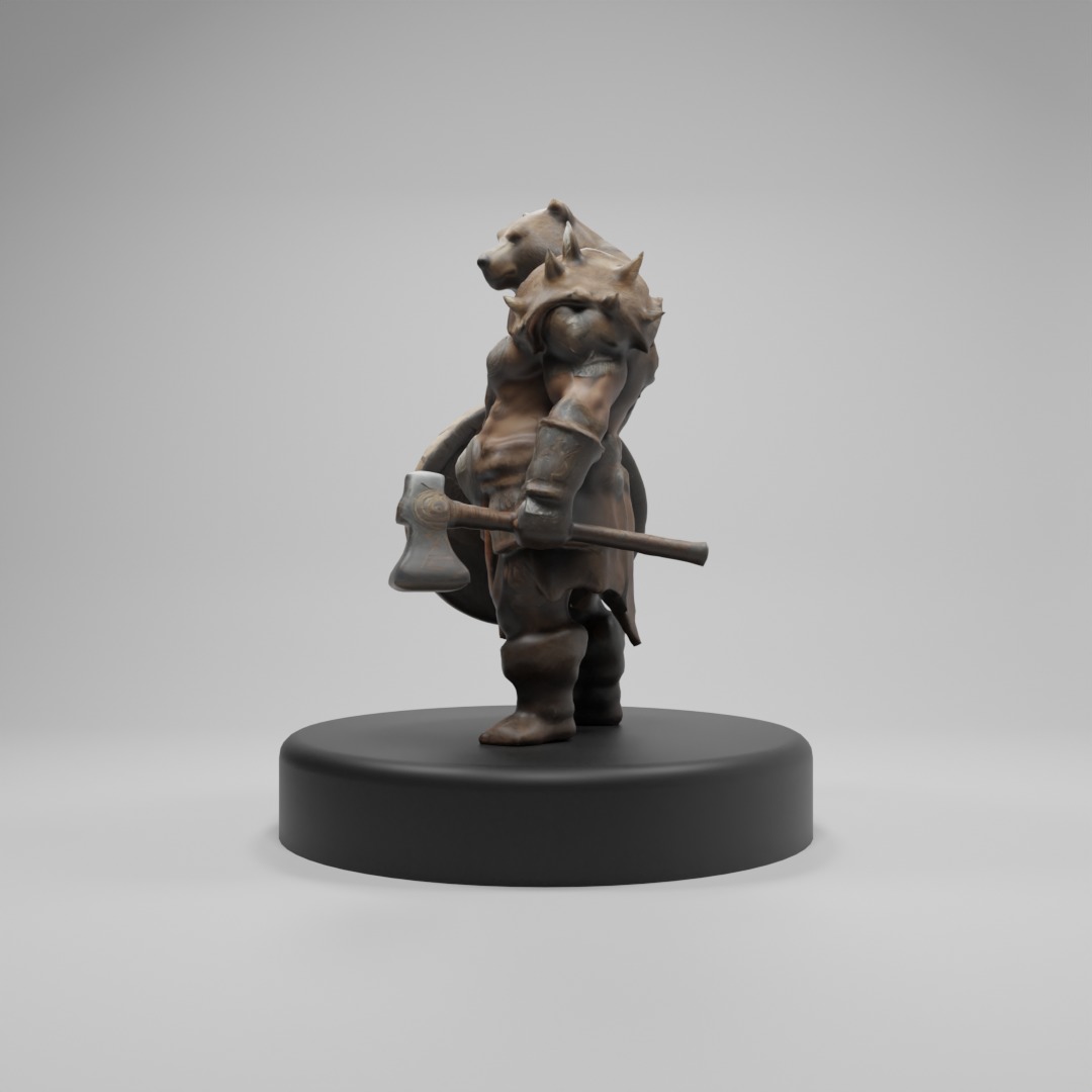 Epic Bear Warrior 3D Model  Fantasy Game-Ready Asset Low-poly 3D model_2