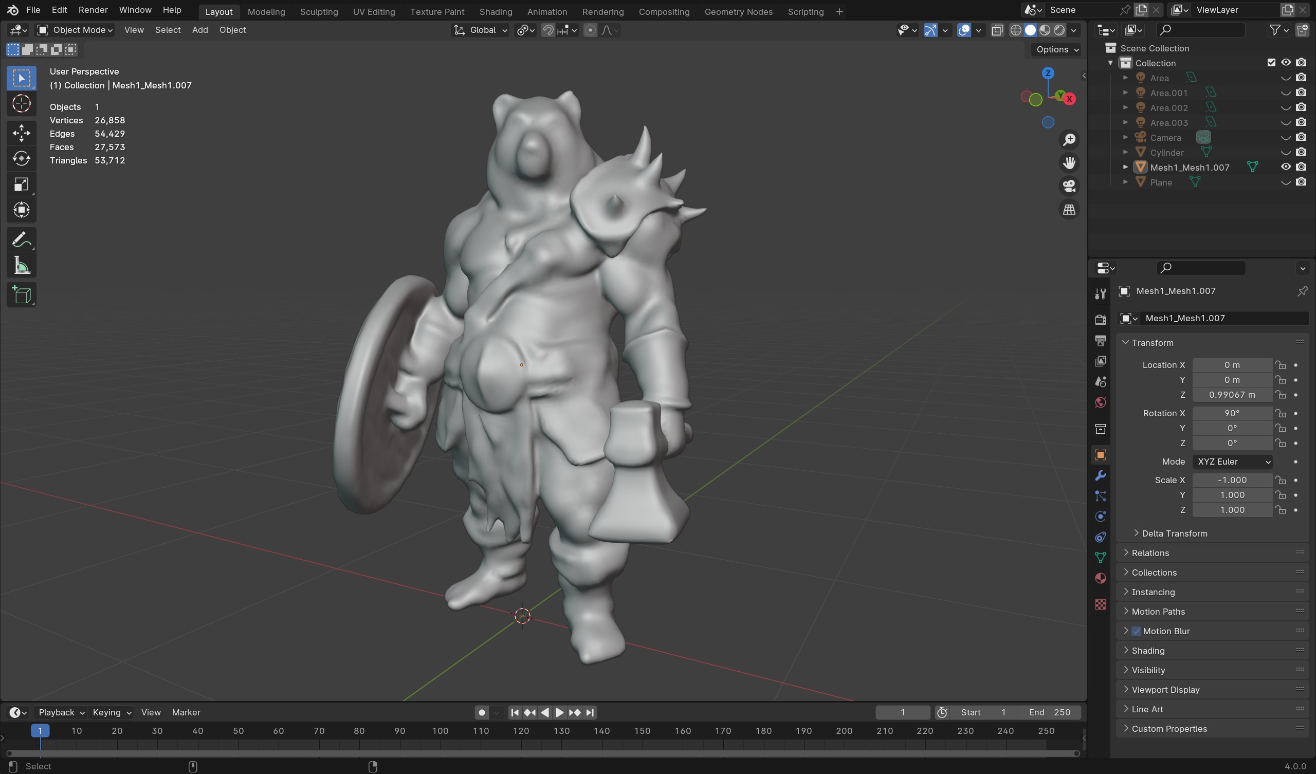 Epic Bear Warrior 3D Model  Fantasy Game-Ready Asset Low-poly 3D model_6