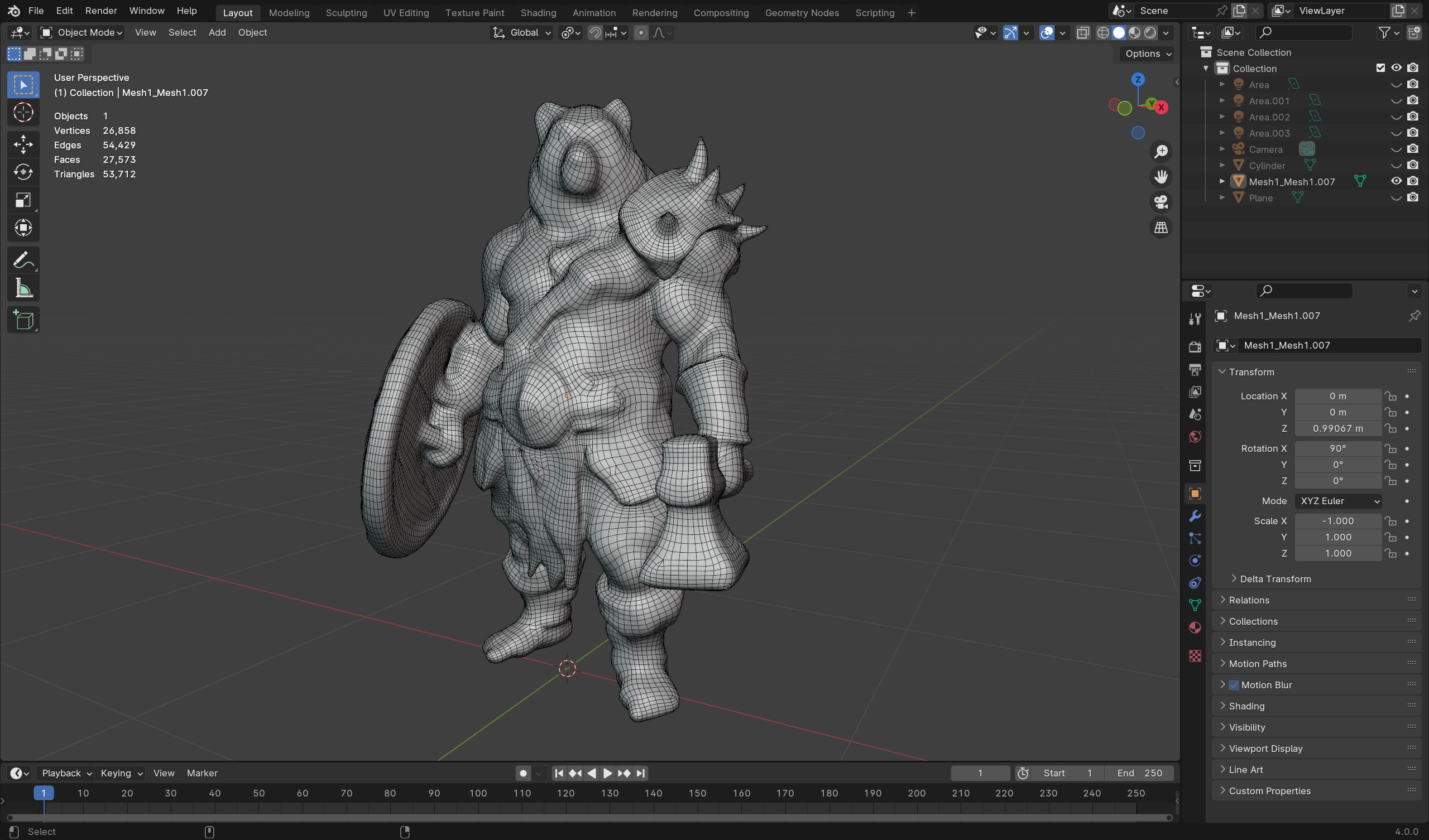 Epic Bear Warrior 3D Model  Fantasy Game-Ready Asset Low-poly 3D model_7