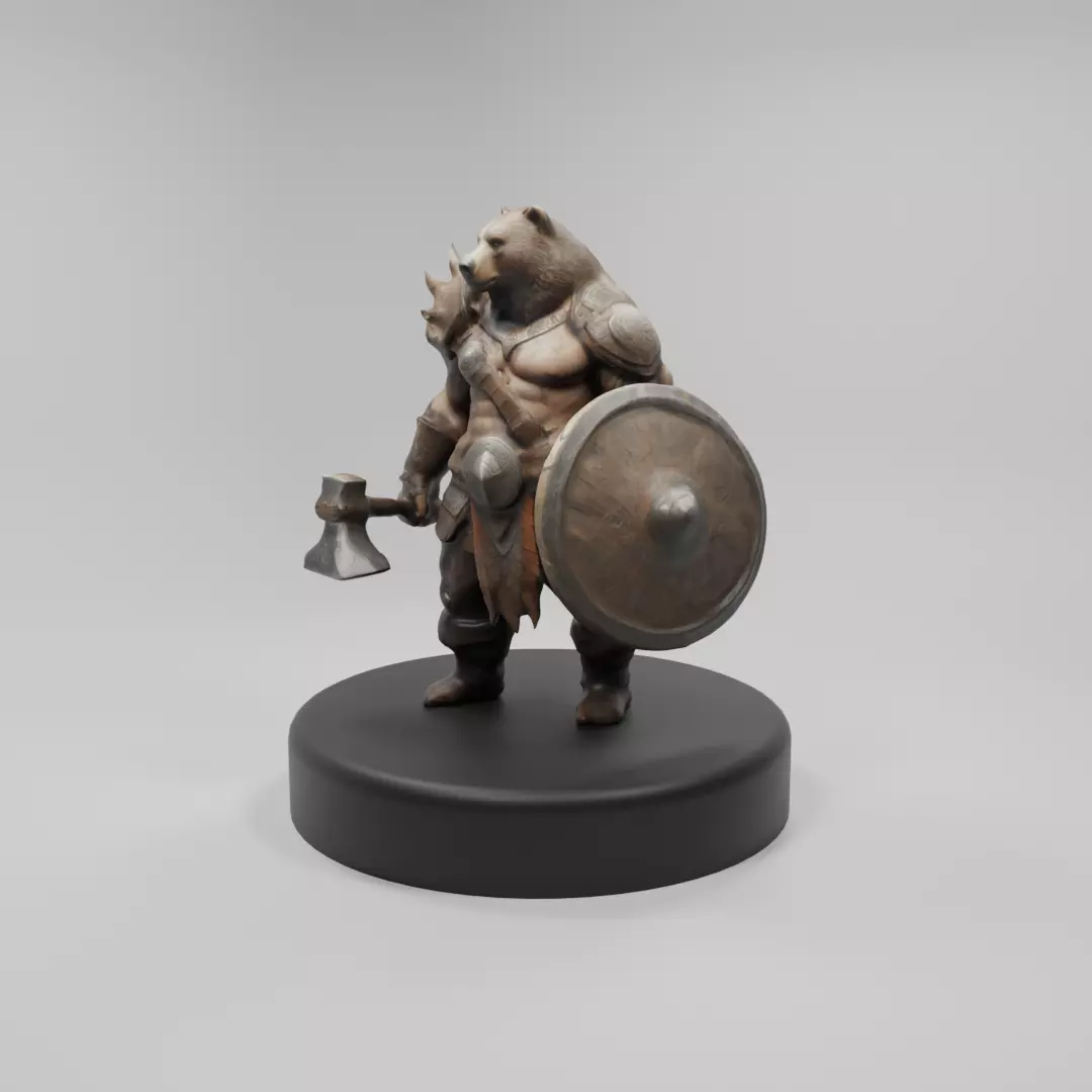Epic Bear Warrior 3D Model  Fantasy Game-Ready Asset Low-poly 3D model_0