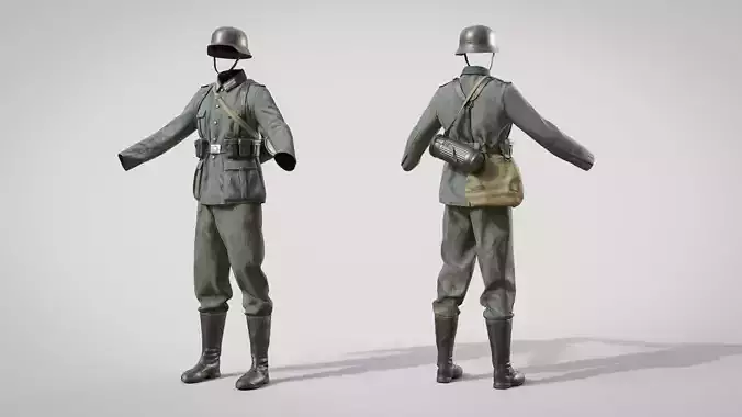 German WWII Infantry Soldier 3D model